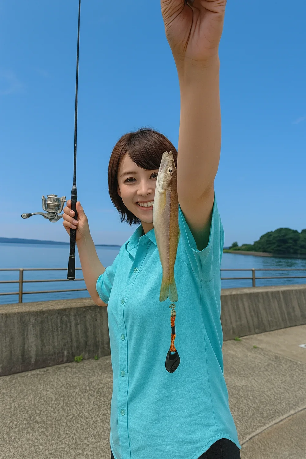 鹿波漁港でキスの釣果を得た西岡