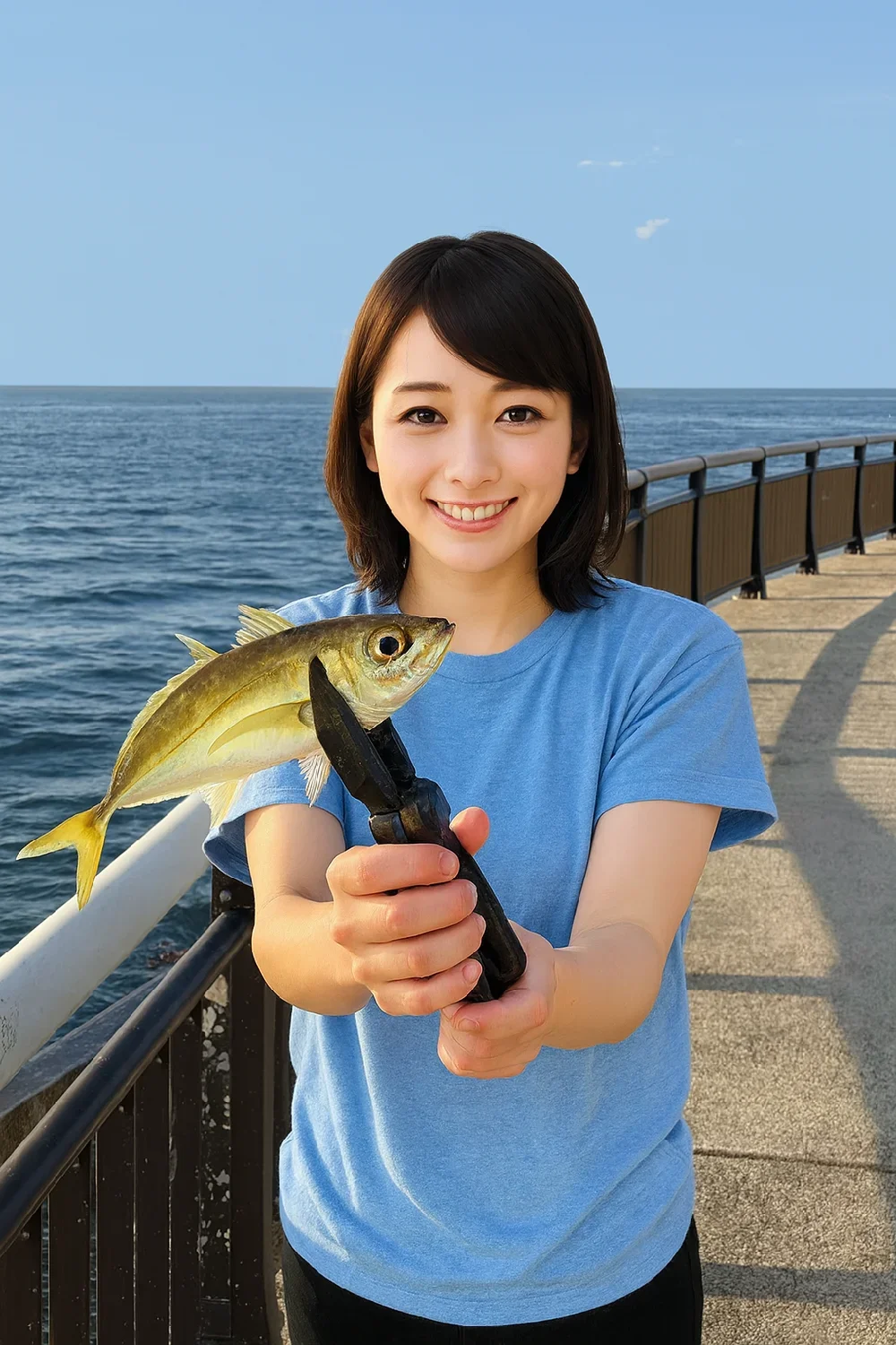 水橋フィッシャリーナでアジの釣果を得た西岡