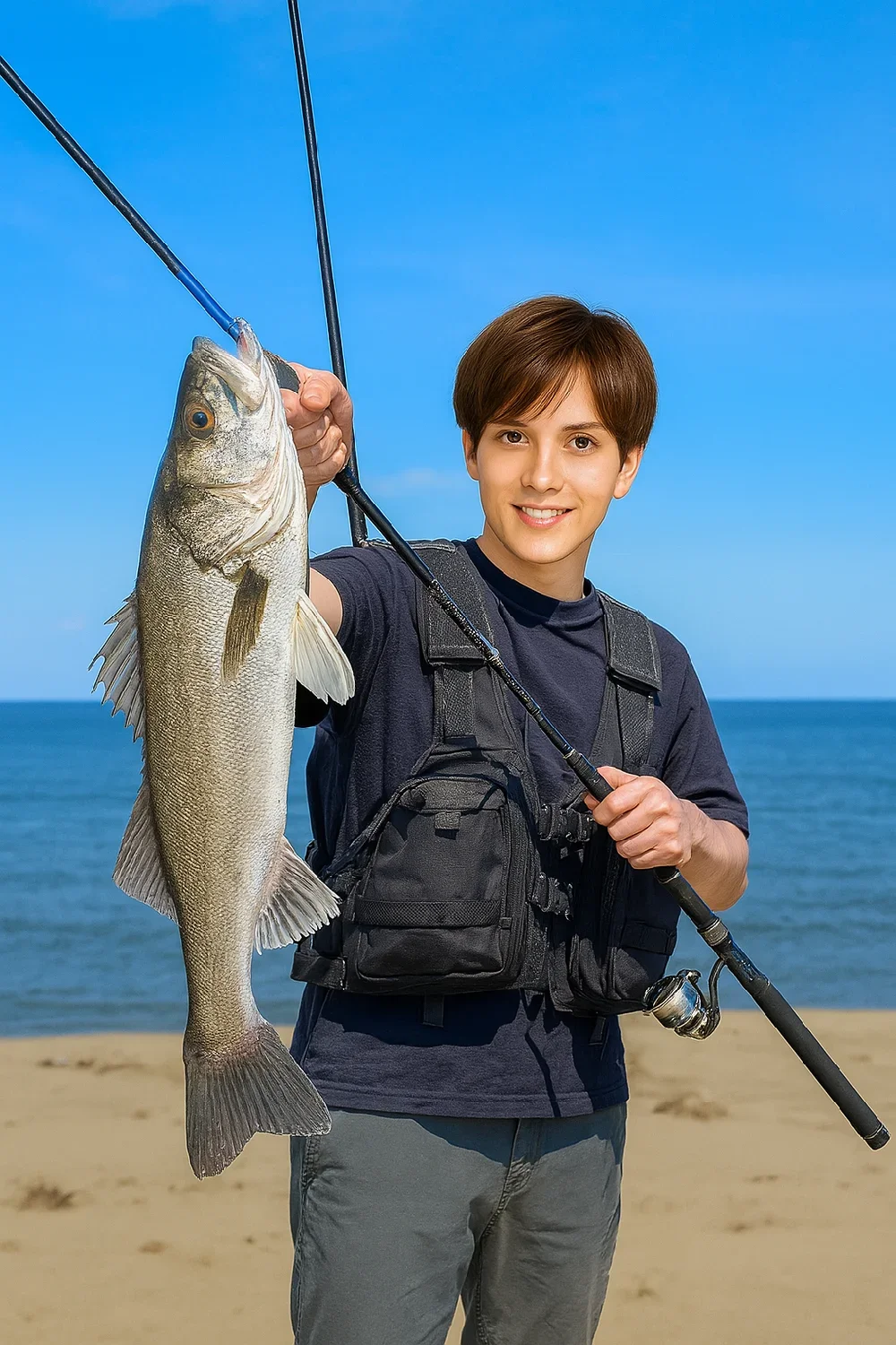 日野川河口でシーバスを釣る久良木