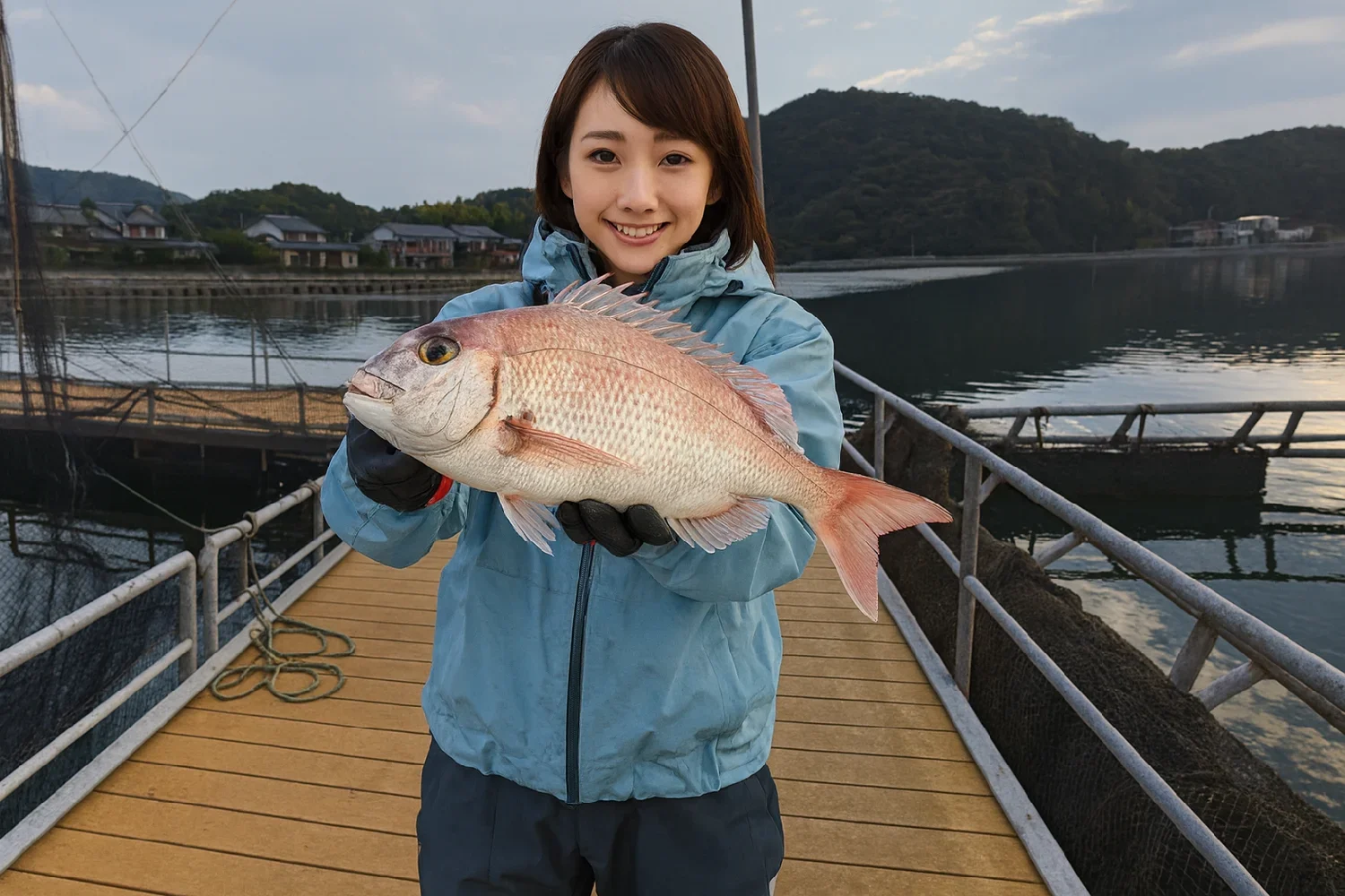 安戸池でマダイの釣果を得た西岡