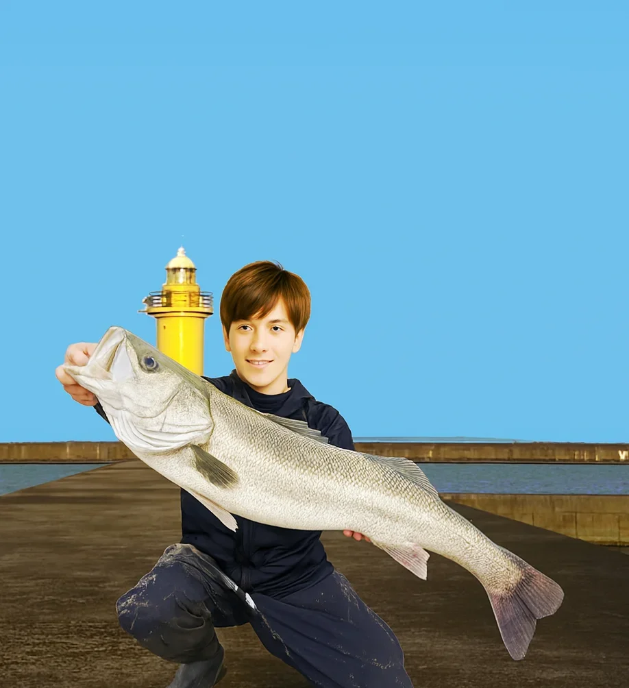 福井新港でシーバスの釣果を得た久良木