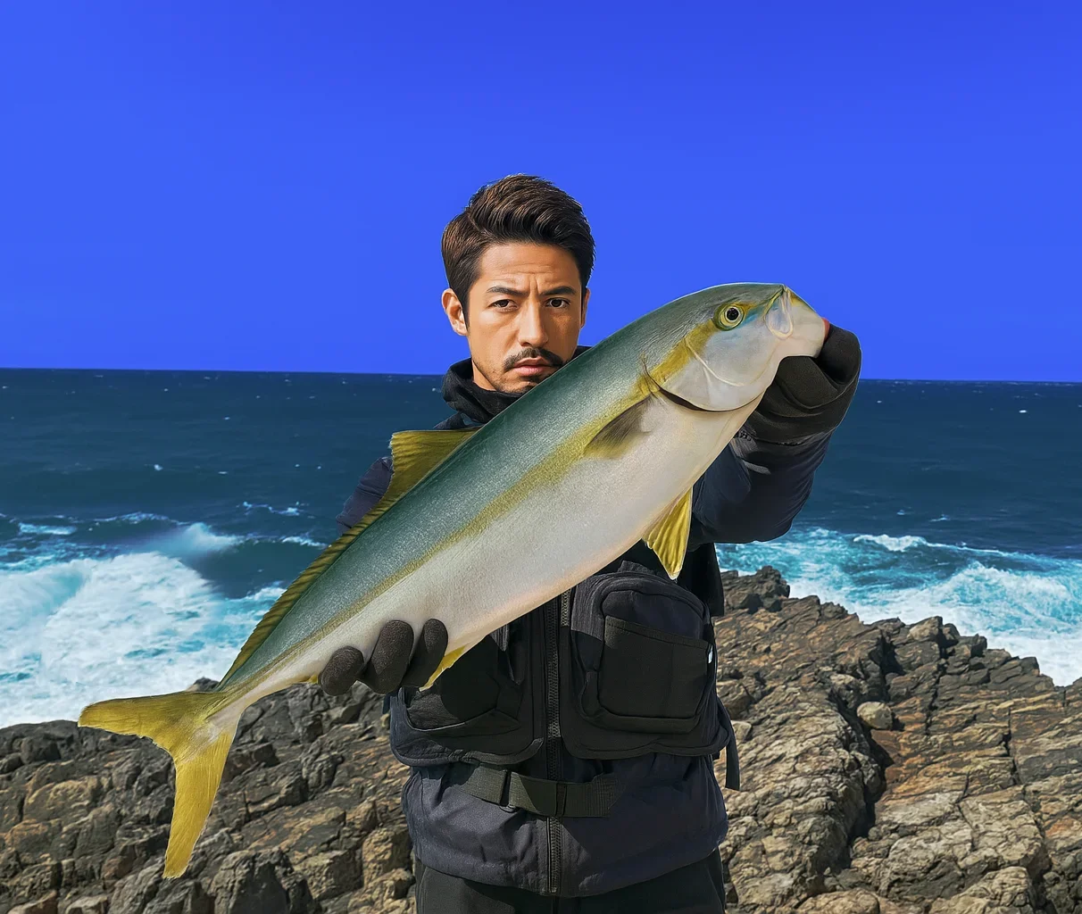 雄島でヒラマサの釣果を得た広岡
