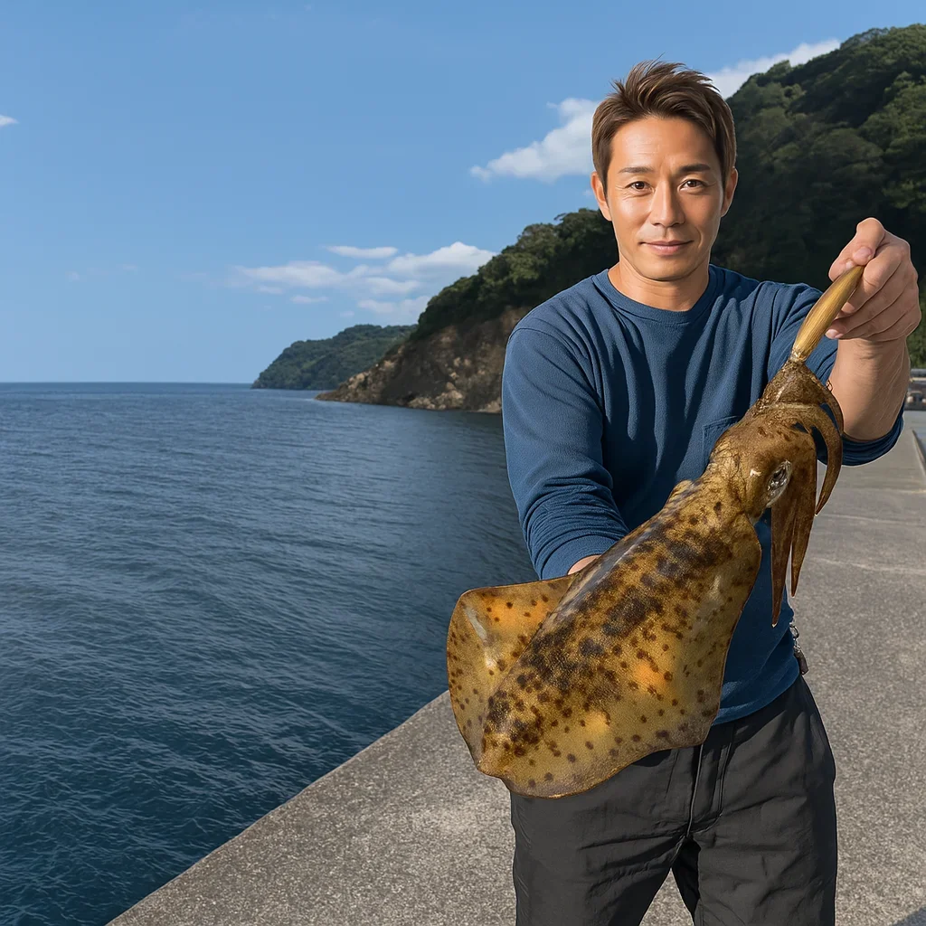 音海大波止でアオリイカの釣果を得た亀岡