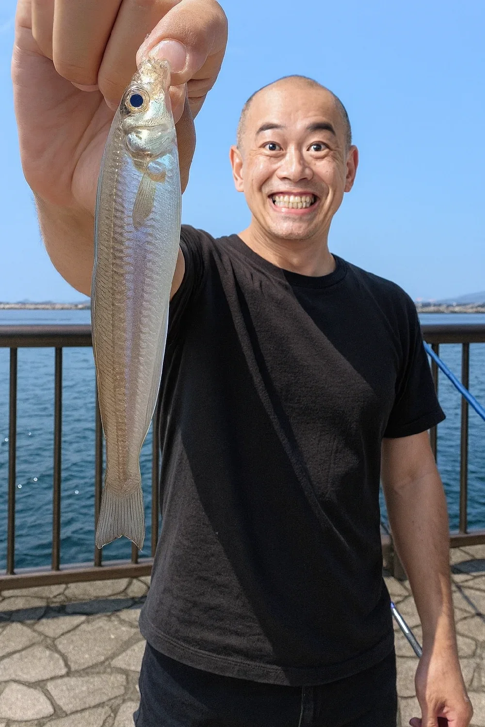 万葉埠頭でキスの釣果を得たがんだま君
