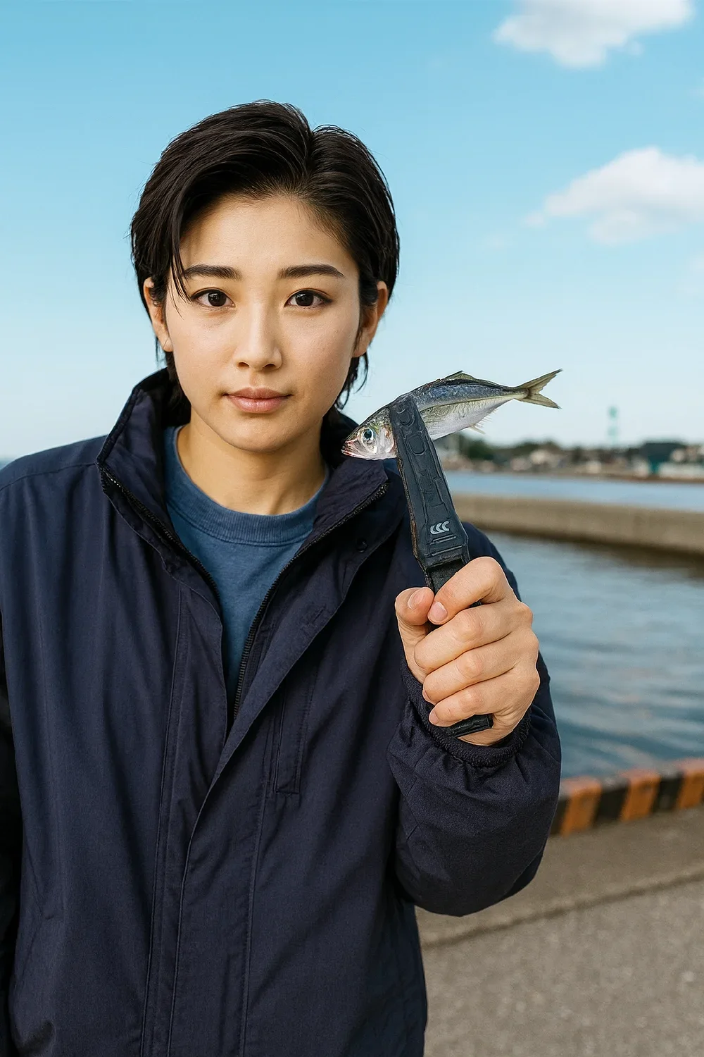 四方漁港でアジの釣果を得た佐伯
