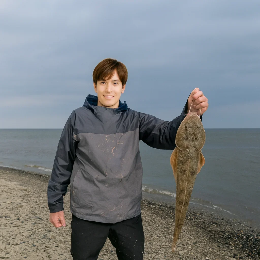早月川河口でマゴチの釣果を得た久良木