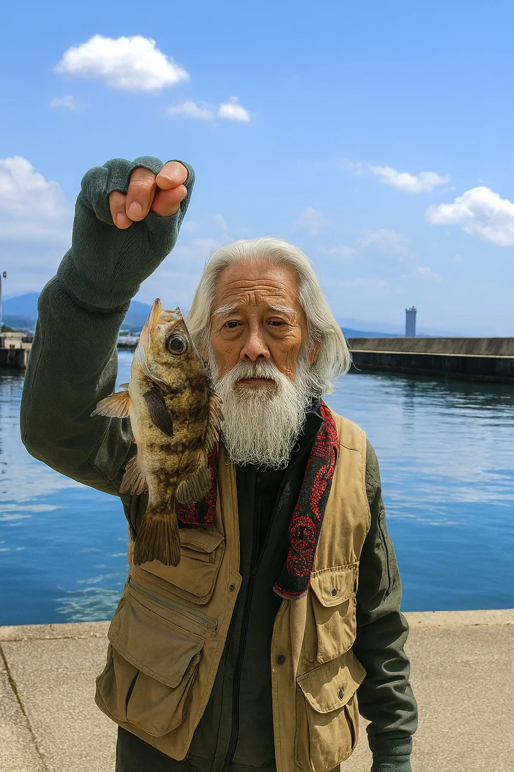 黒部漁港でメバルの釣果を得た米田
