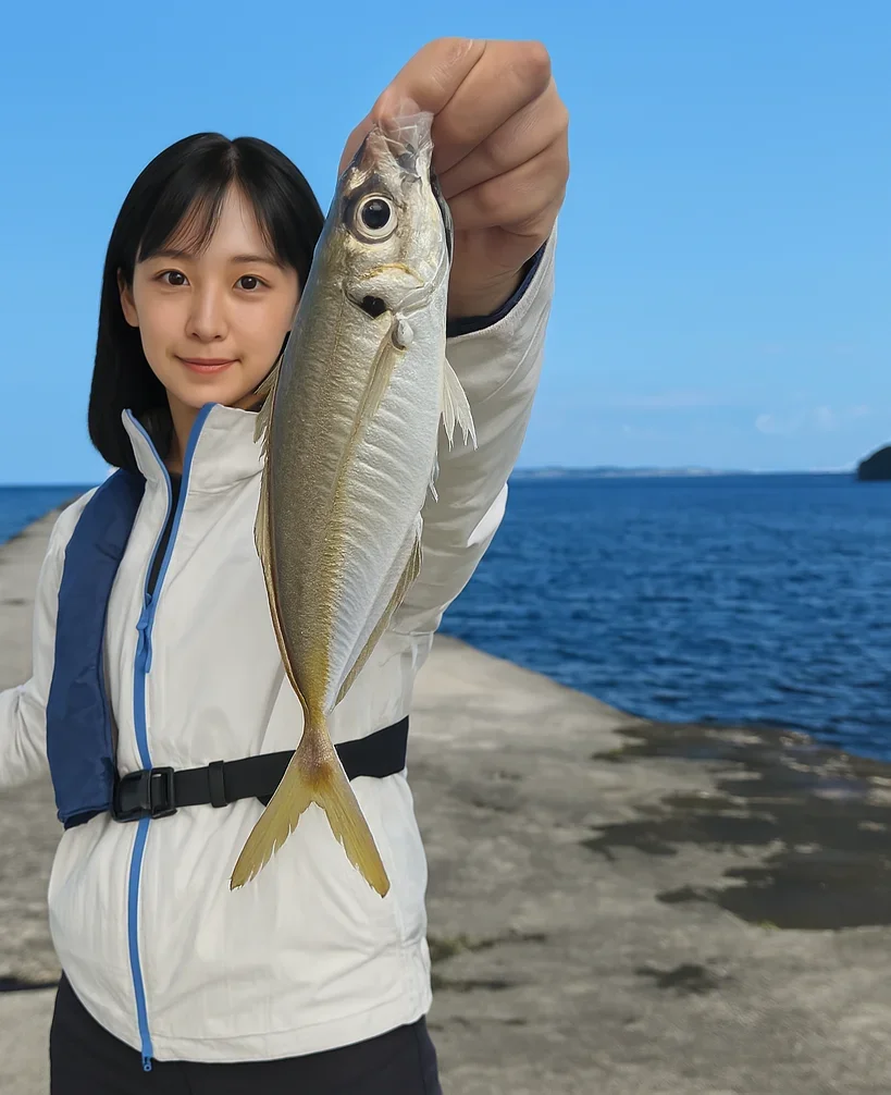 小木港でアジの釣果を得た国生