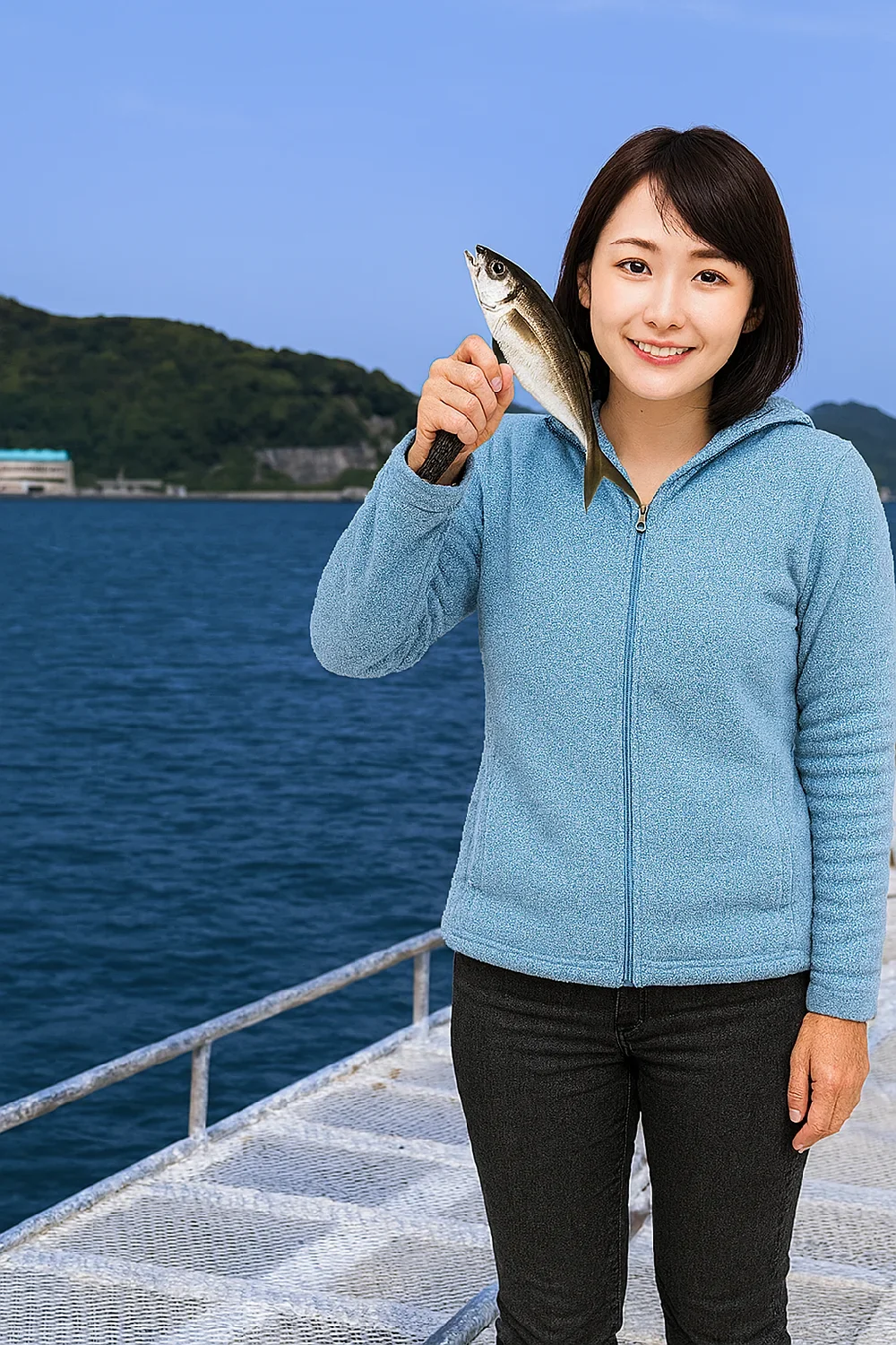 下関フィッシングパークでアジを釣る西岡