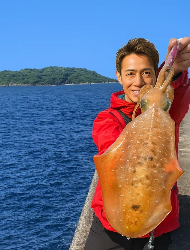 浜田港でアオリイカを釣る亀岡