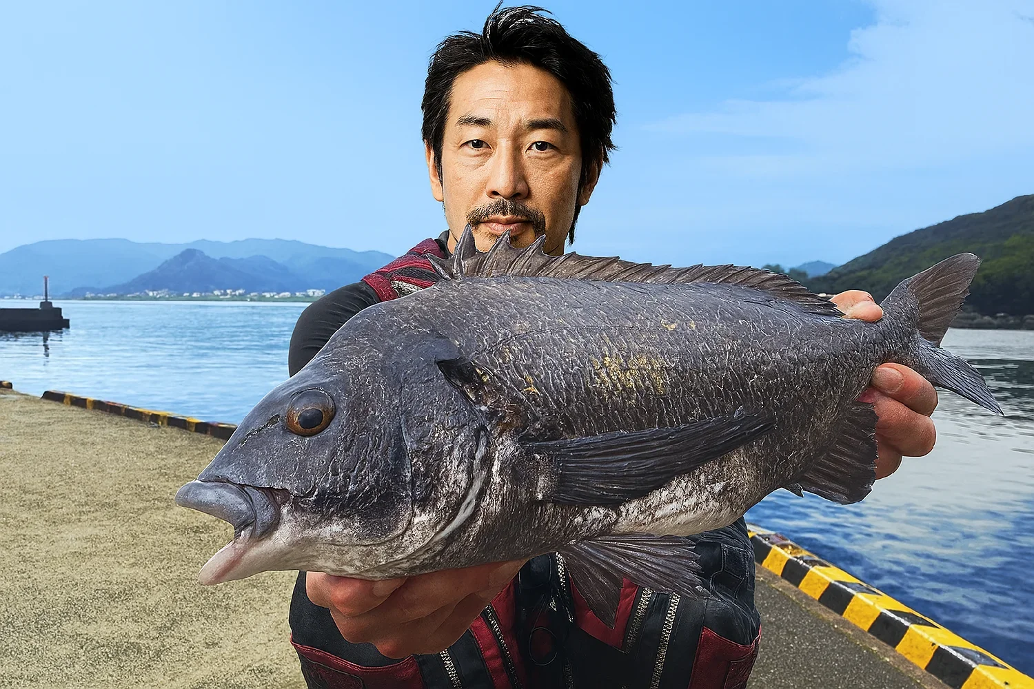 田後港でチヌの釣果を得た佐々木