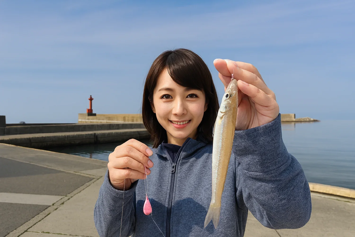 三本松港でキスの釣果を得た西岡