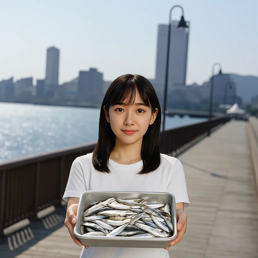 高松港でイワシの釣果を得た国生