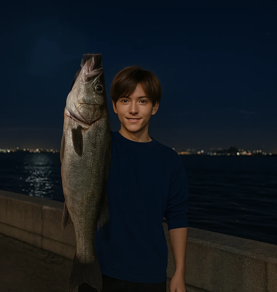 城南島海浜公園でシーバスを釣る久良木