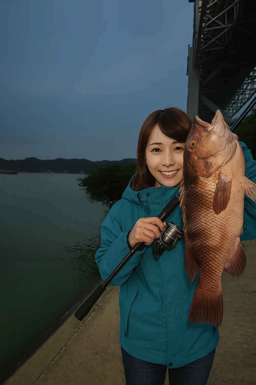 向島でコブダイを釣る西岡