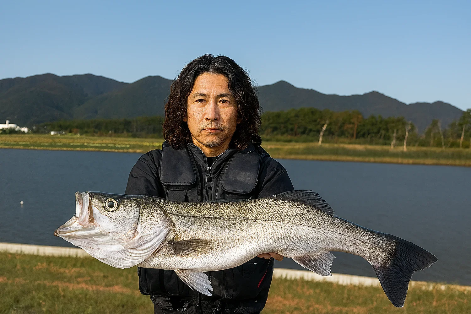 神戸川河口でシーバスを釣る岸本