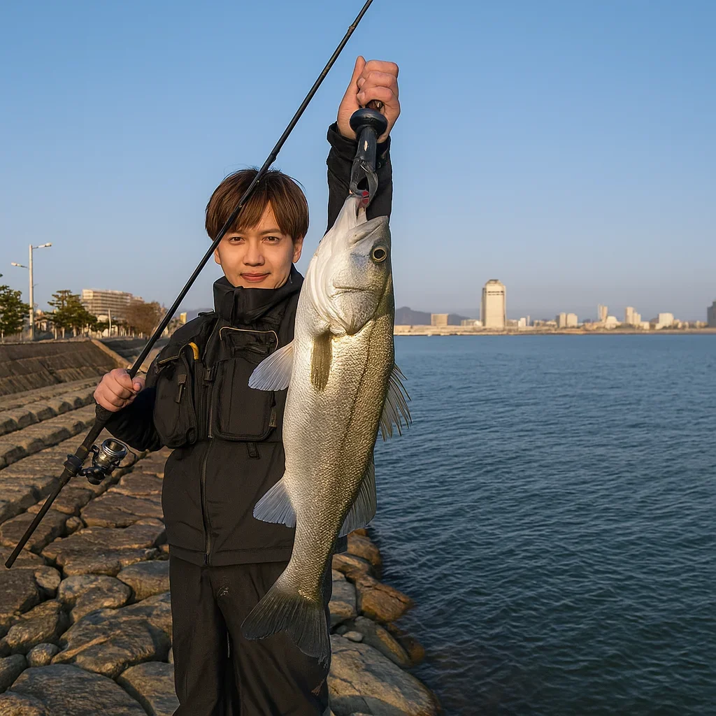 宍道湖でシーバスを釣る久良木