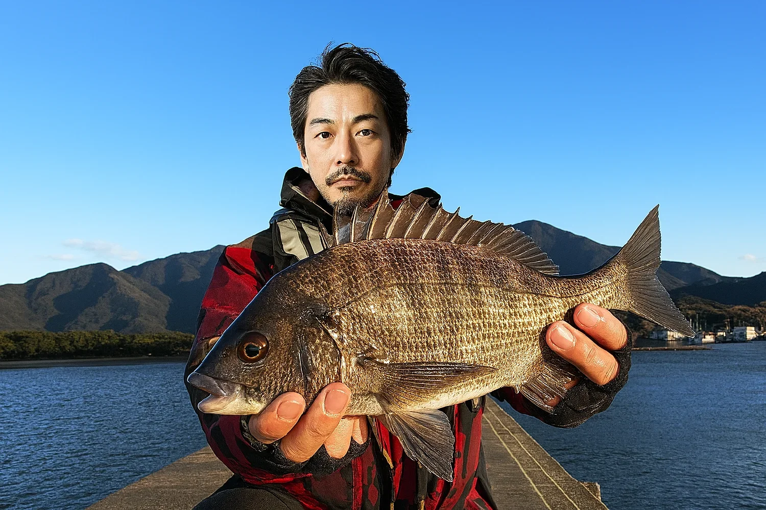 室津下漁港でチヌを釣る佐々木
