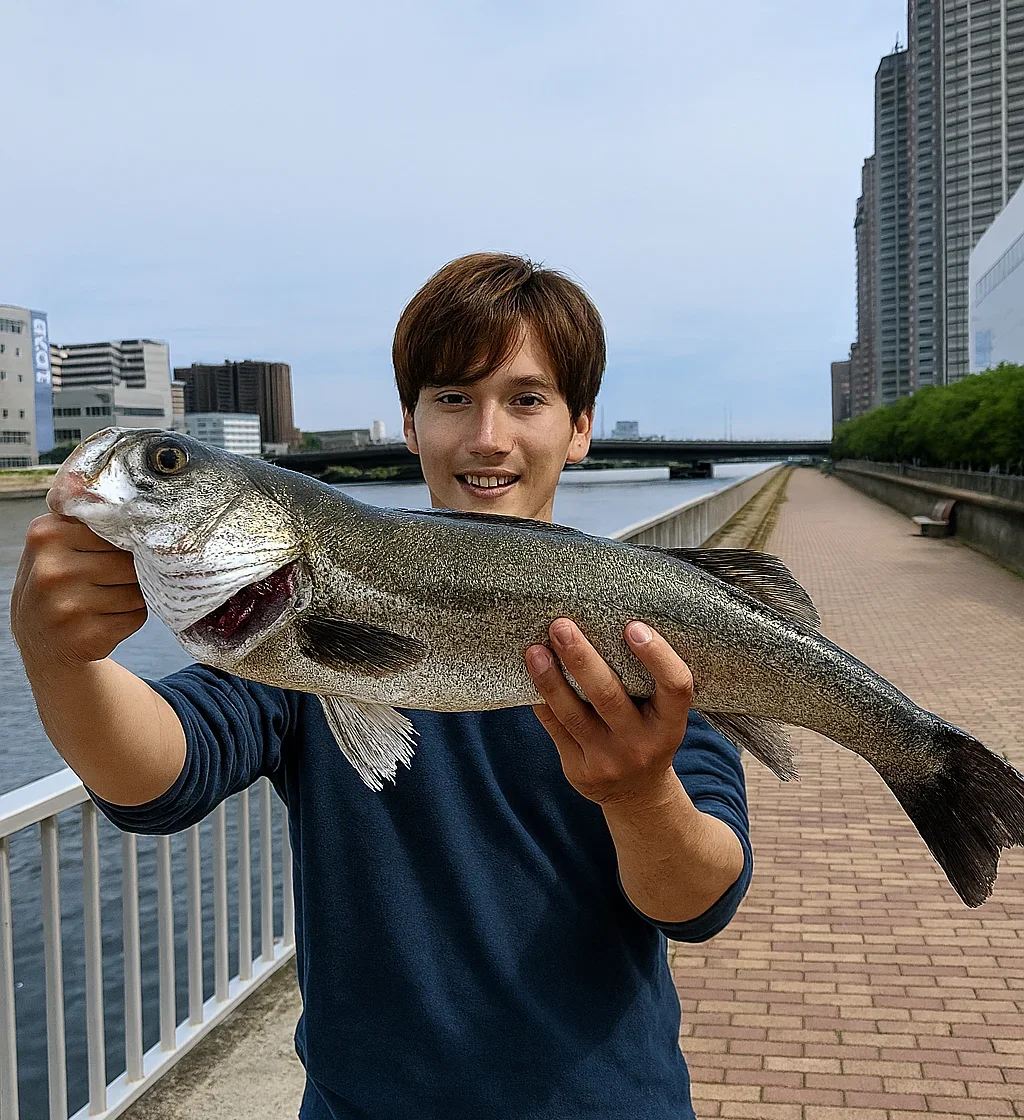 辰巳運河でシーバスを釣る久良木