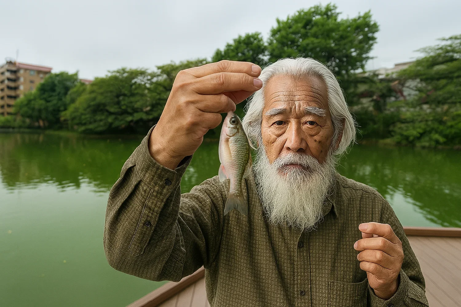 平和の森公園ひょうたん池でタナゴを釣る米田