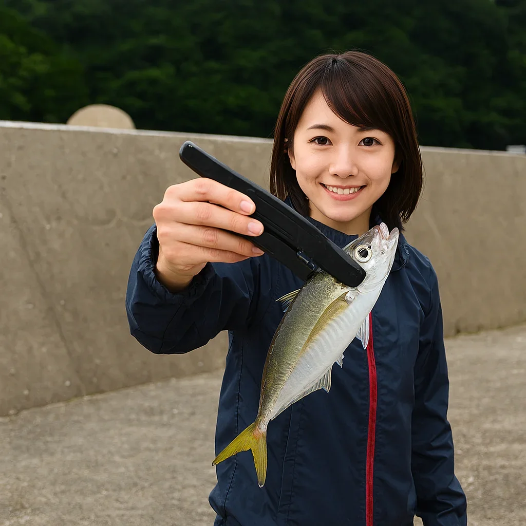 諸寄漁港でアジの釣果を得た西岡