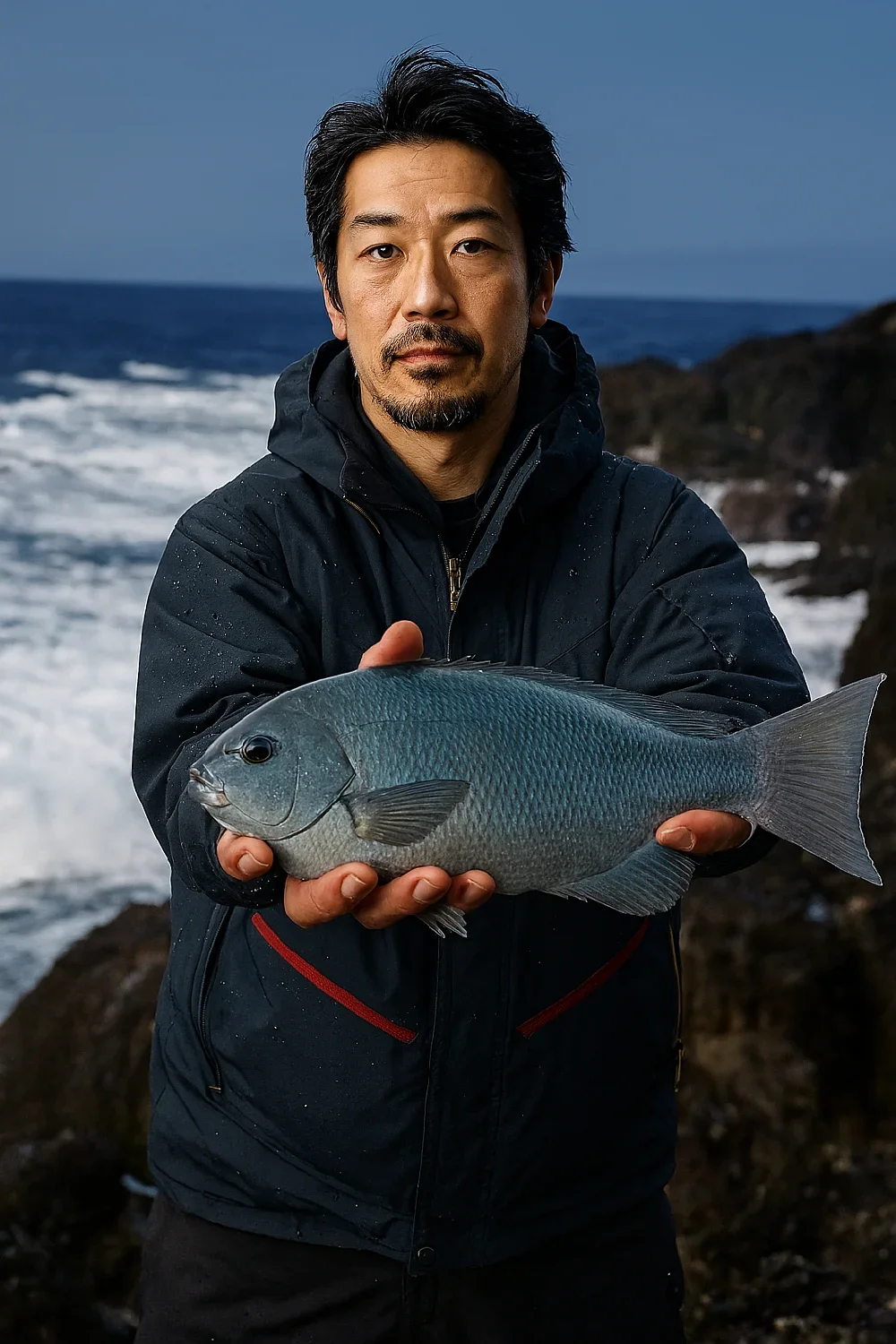 長尾鼻でグレを釣る佐々木