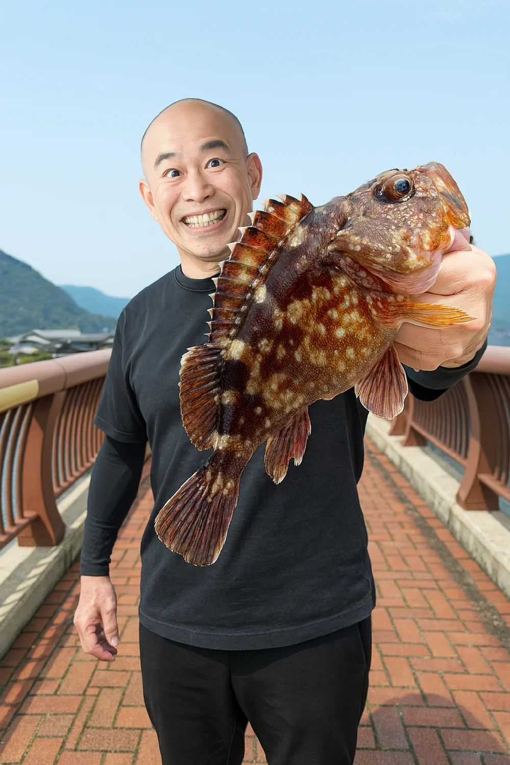 若狭高浜海釣り公園でカサゴの釣果を得たがんだま君