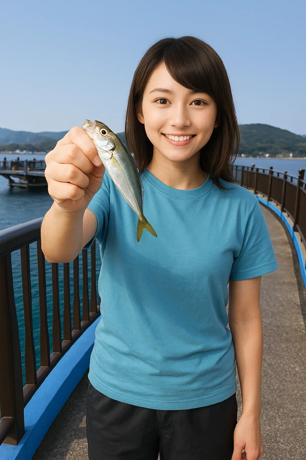 あかぐり海釣公園でアジの釣果を得た西岡