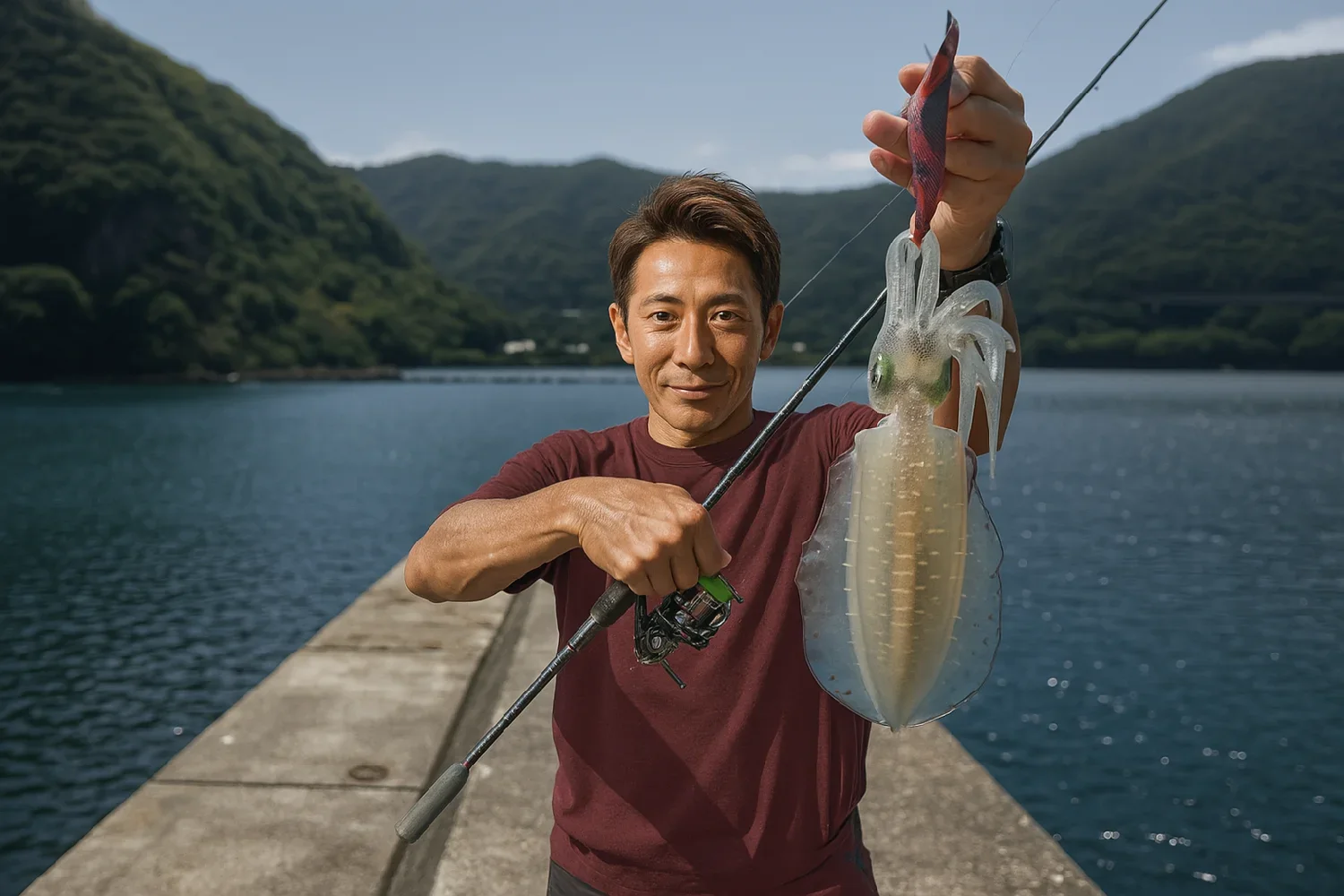 釣姫漁港でアオリイカの釣果を得た亀岡