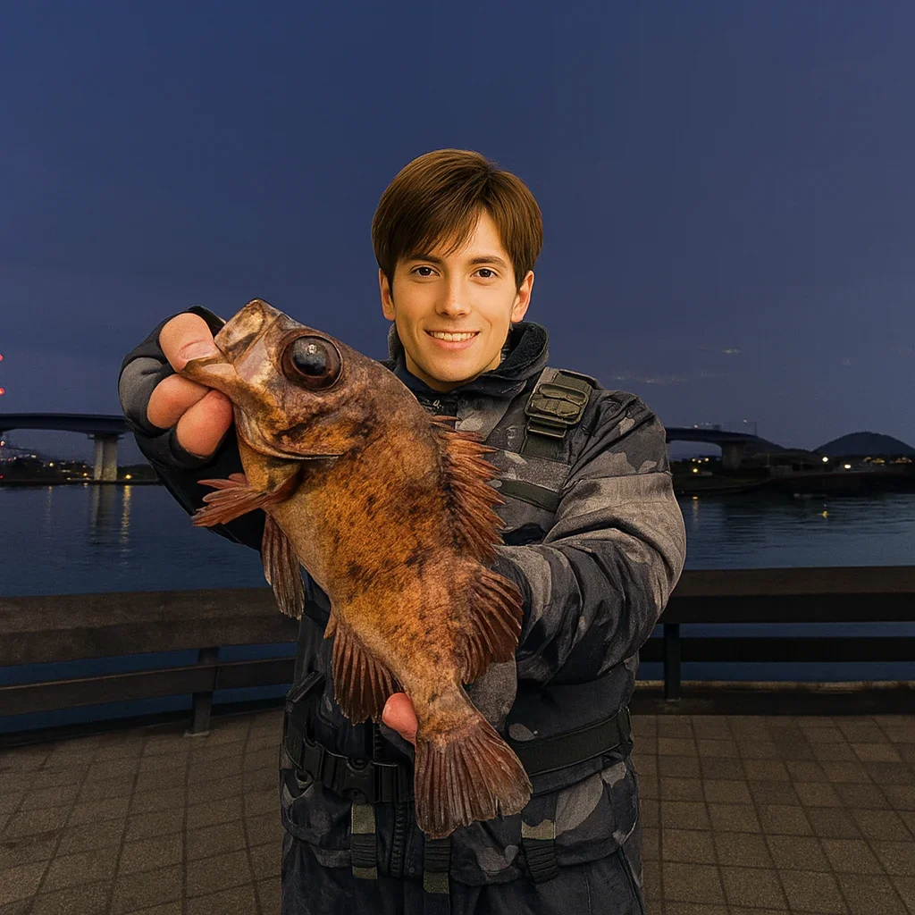 平成ヶ浜でメバルを釣る久良木
