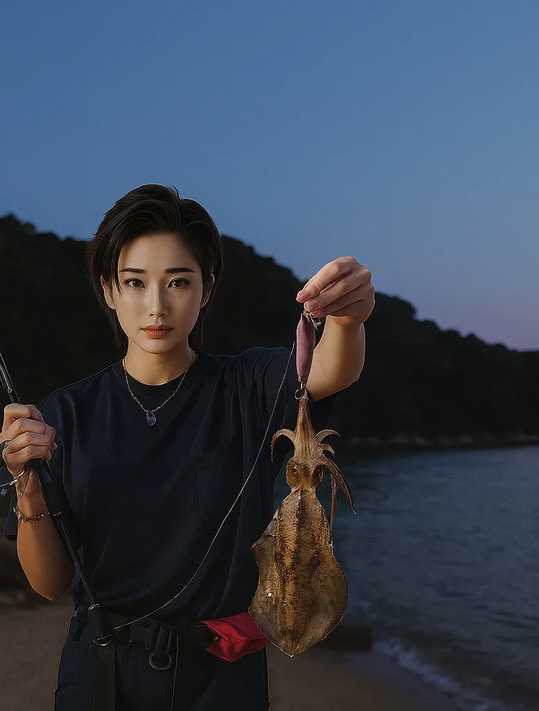 能美島でアオリイカを釣る佐伯