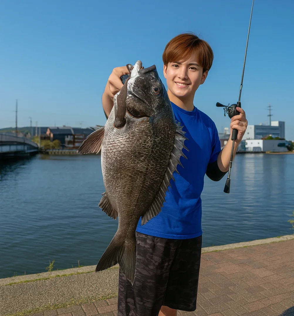 七尾港でチヌの釣果を得た久良木