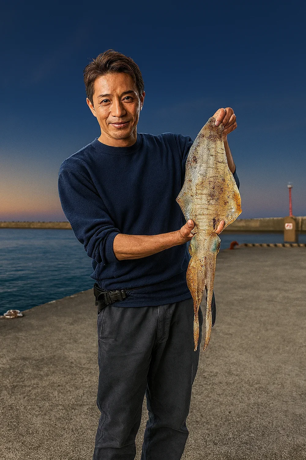 浜坂港でアオリイカの釣果を得た亀岡