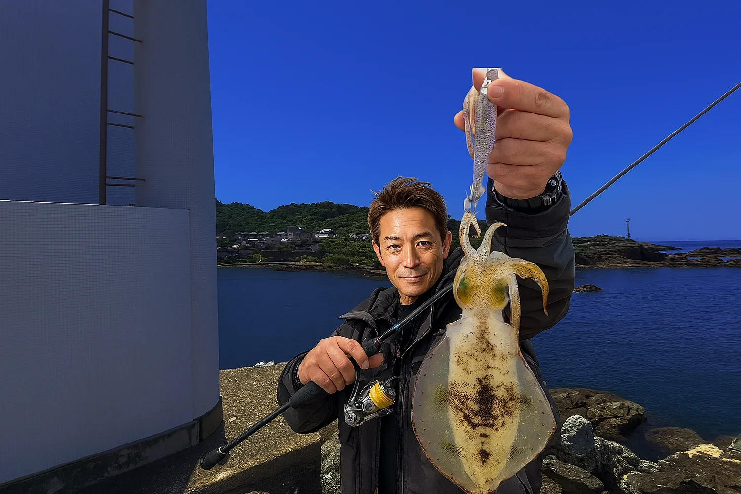 間人港でアオリイカの釣果を得た亀岡