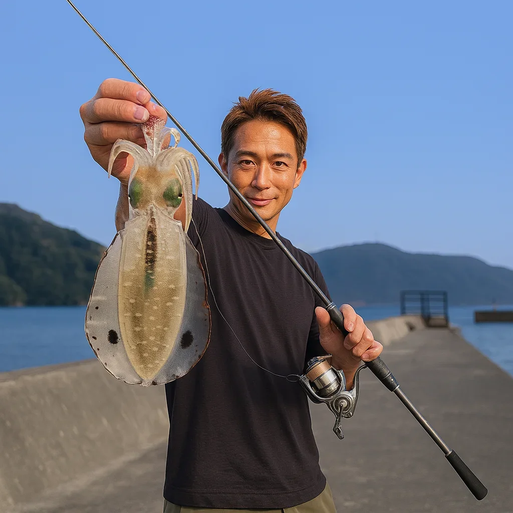 白杉漁港でアオリイカの釣果を得た亀岡