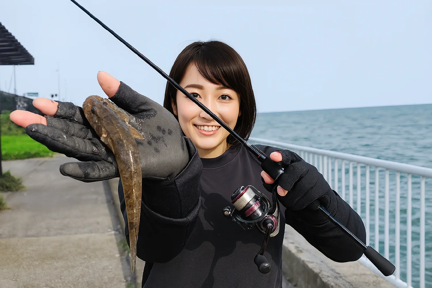 金沢港大野岸壁でハゼの釣果を得た西岡