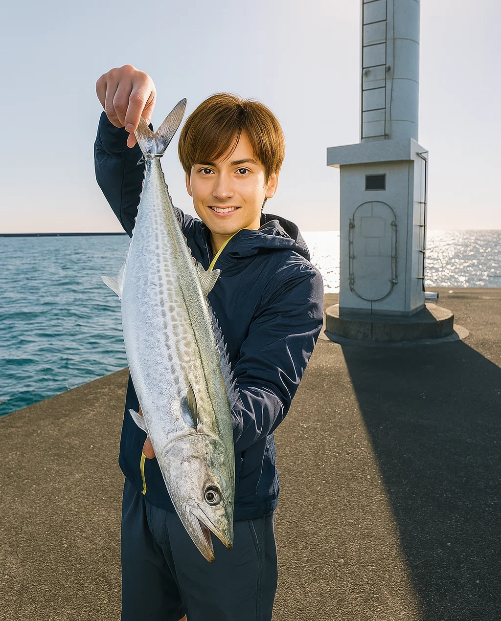大浜釣り公園でサゴシの釣果を得た久良木