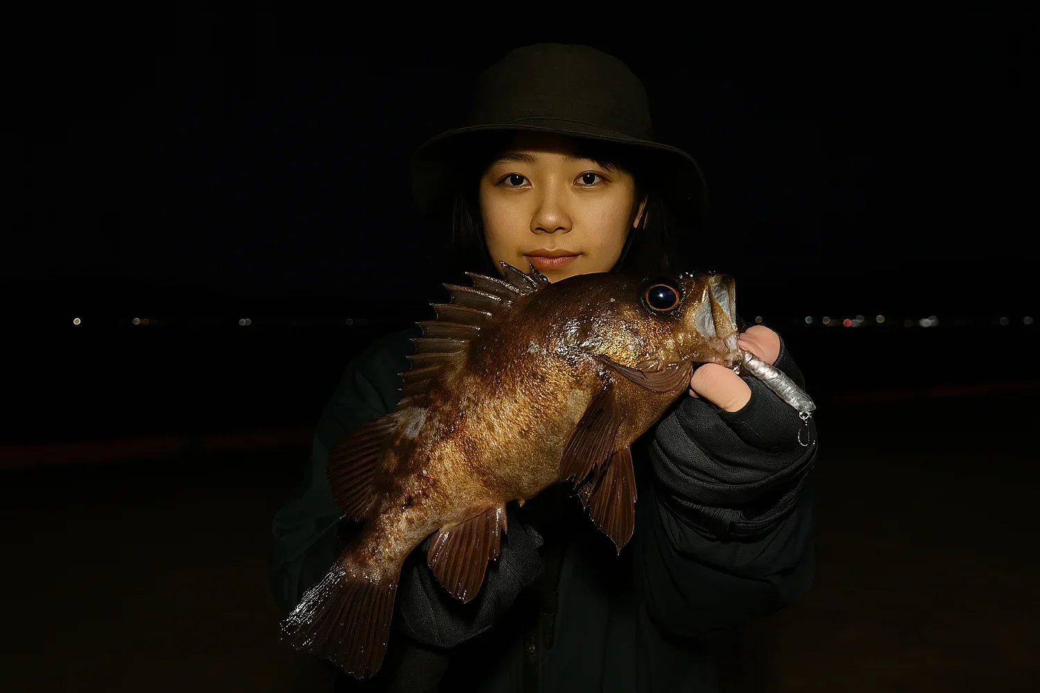 玉島E地区でメバルを釣る森永