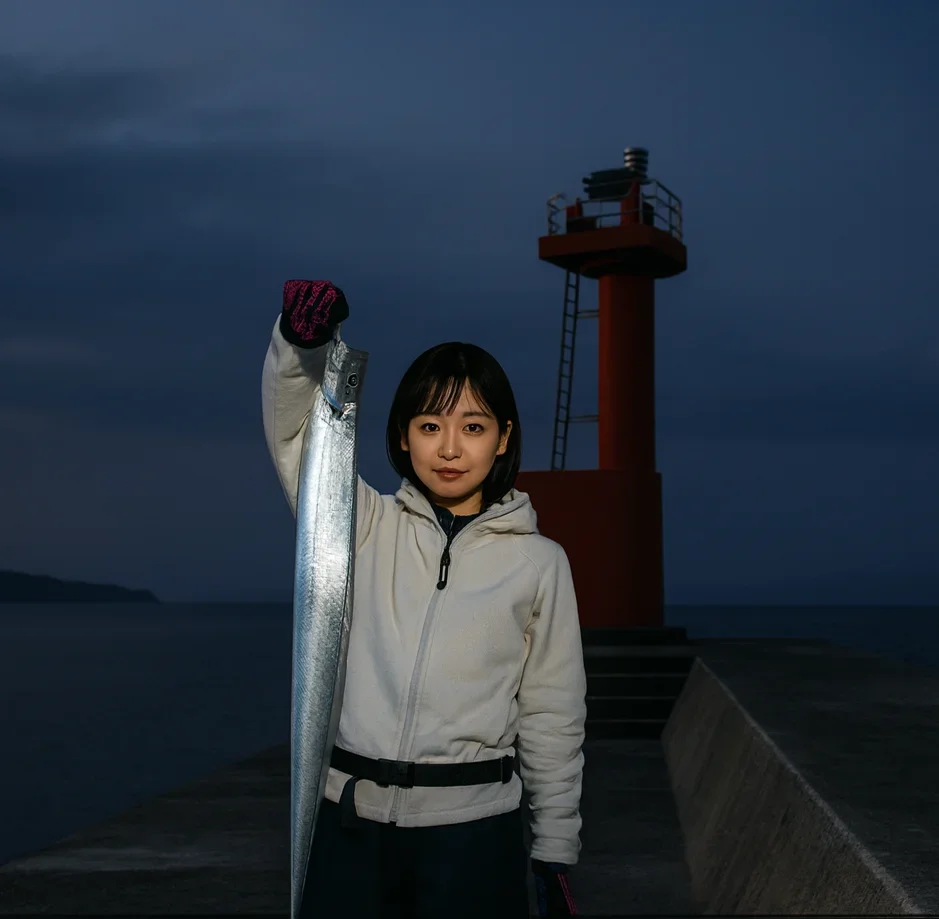 三本松港でタチウオの釣果を得た国生
