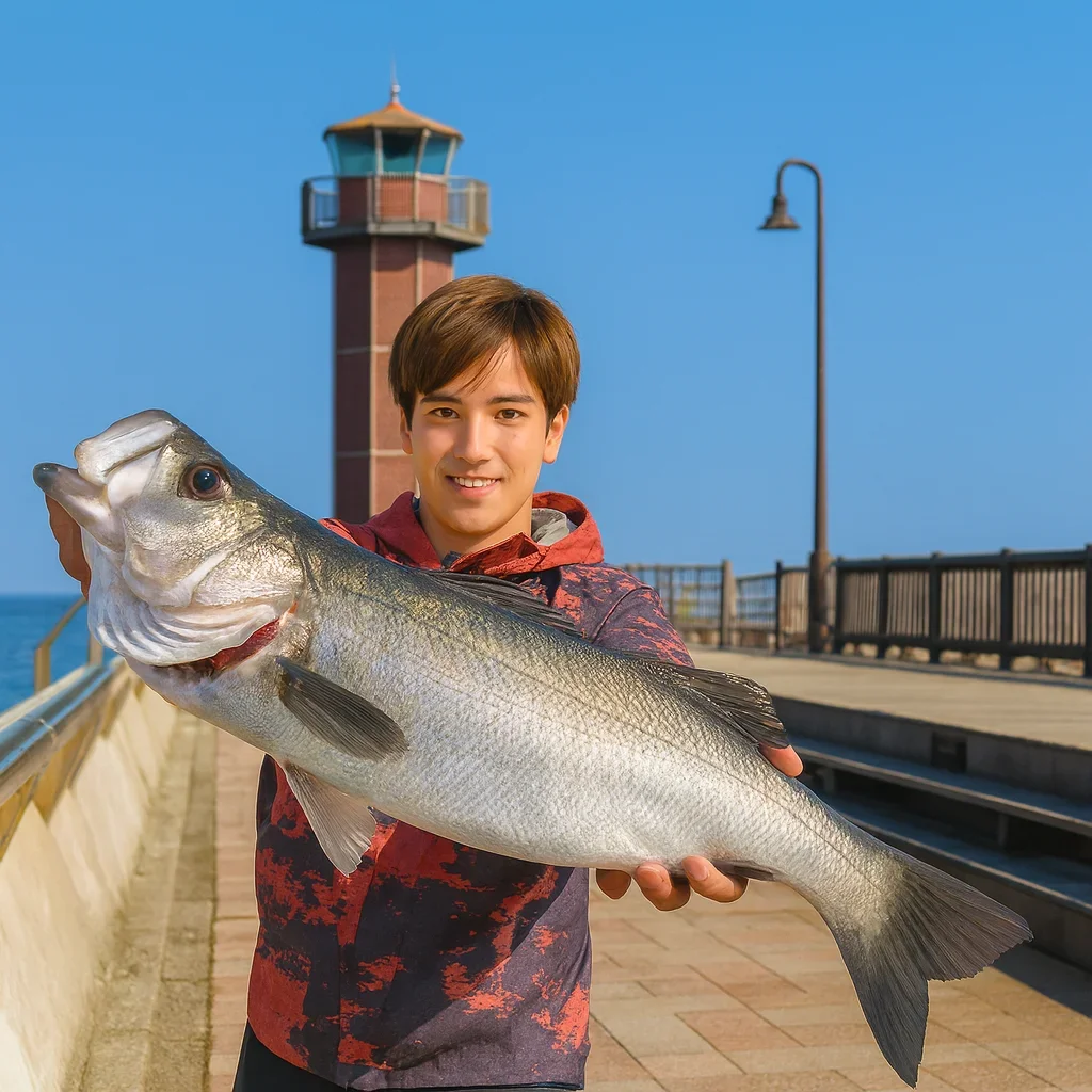 高松港でシーバスの釣果を得た久良木