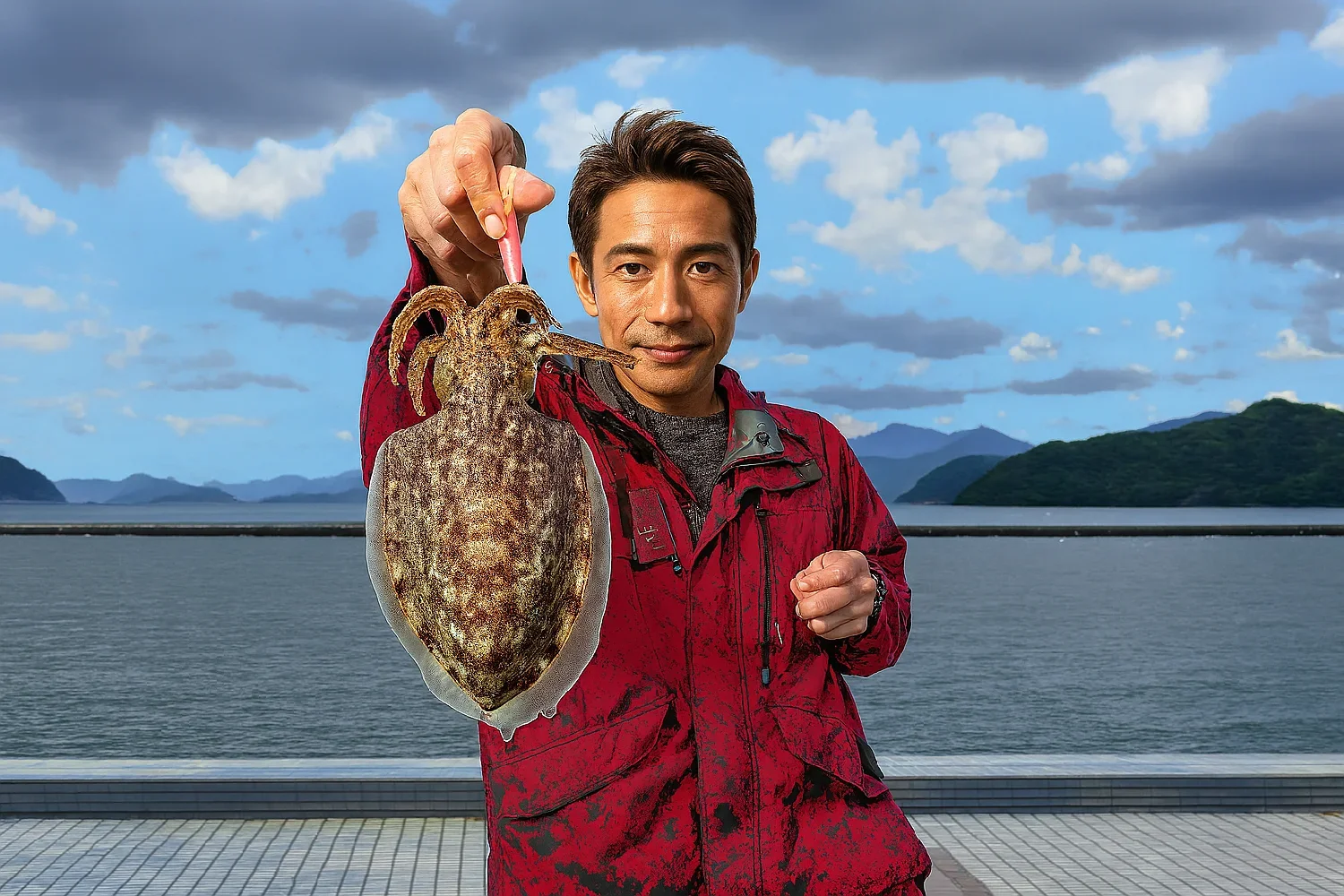 仙崎人工島でコウイカを釣る亀岡