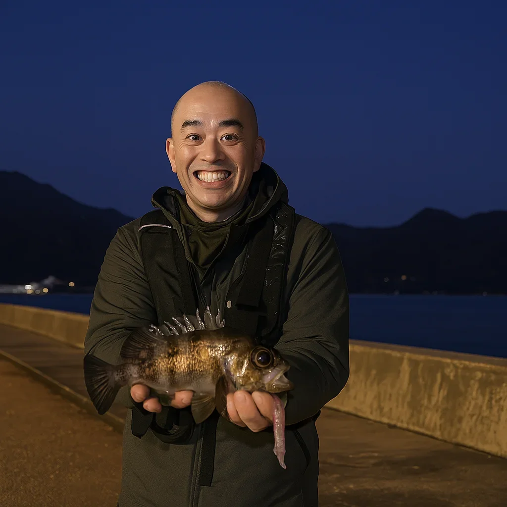 東栄地区港湾緑地でメバルを釣るがんだま君