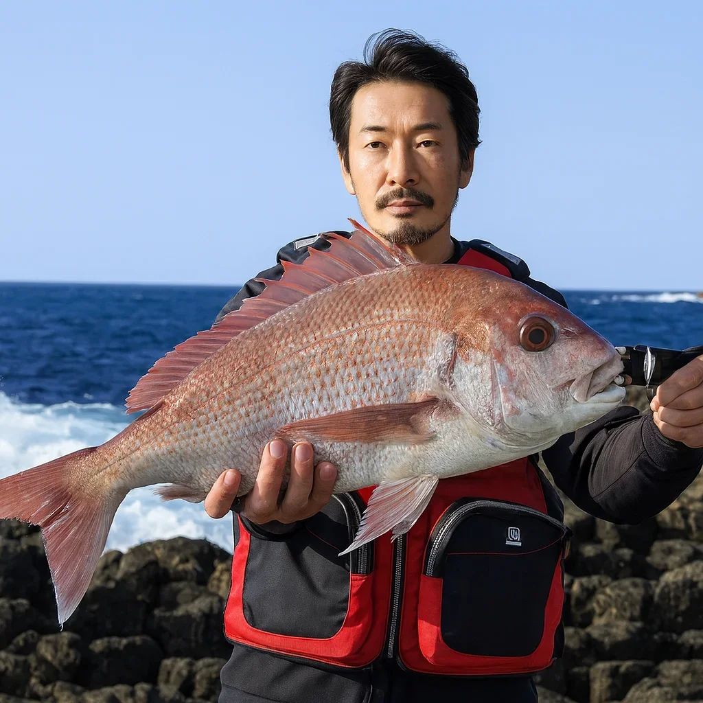 佐渡島でマダイの釣果を得た佐々木
