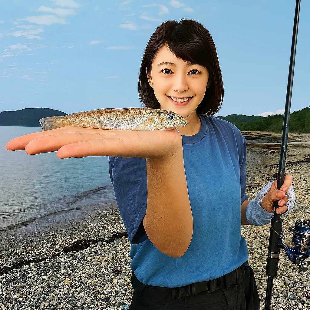 青海島波の橋立でキスを釣る西岡