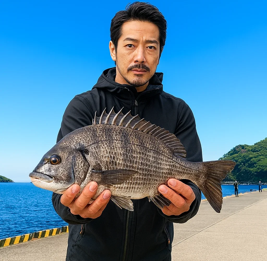 三隅港でチヌを釣った佐々木