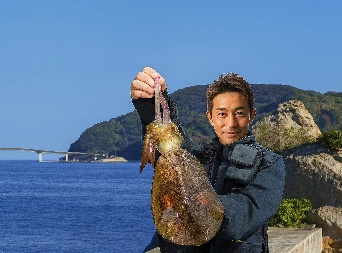周防大島でアオリイカを釣る亀岡