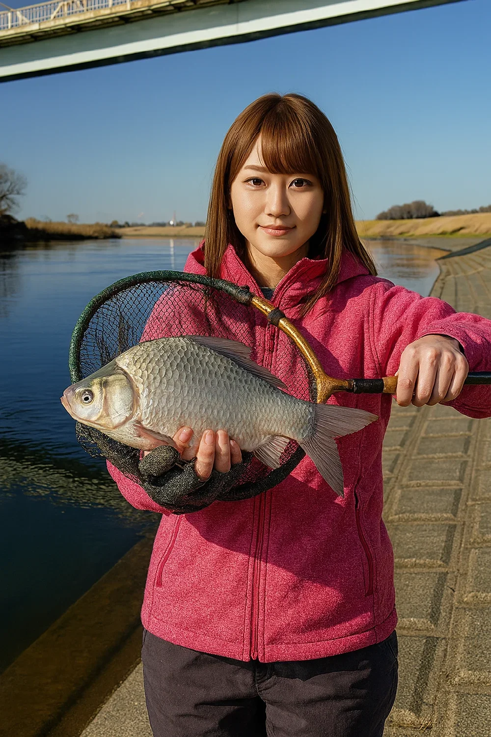 江戸川でヘラブナを釣る山際