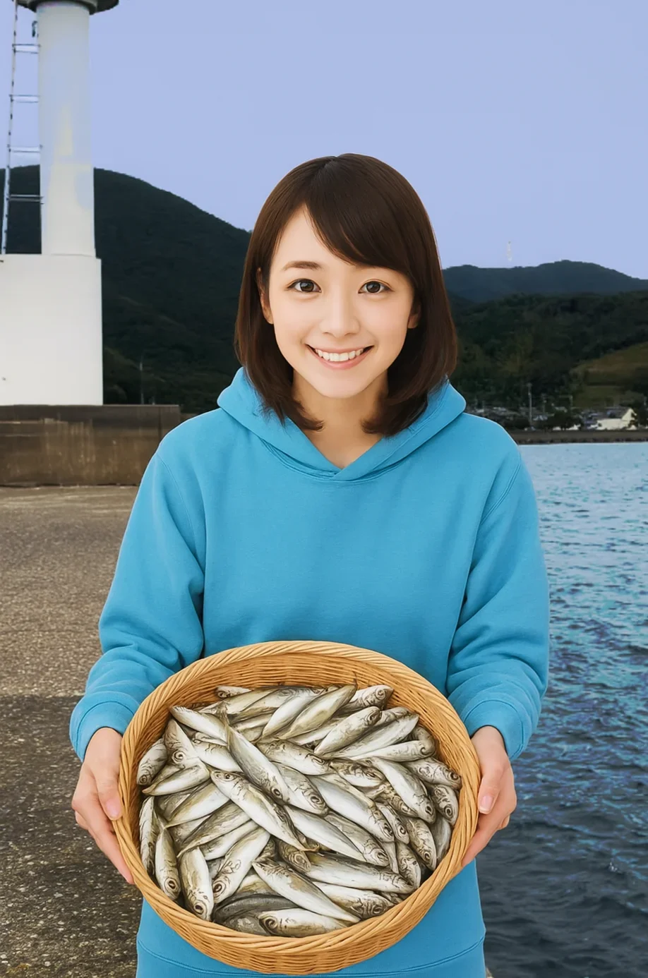 菅浜漁港で小アジの釣果を得た西岡