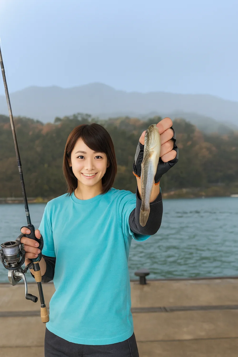 境水道でハゼを釣る西岡