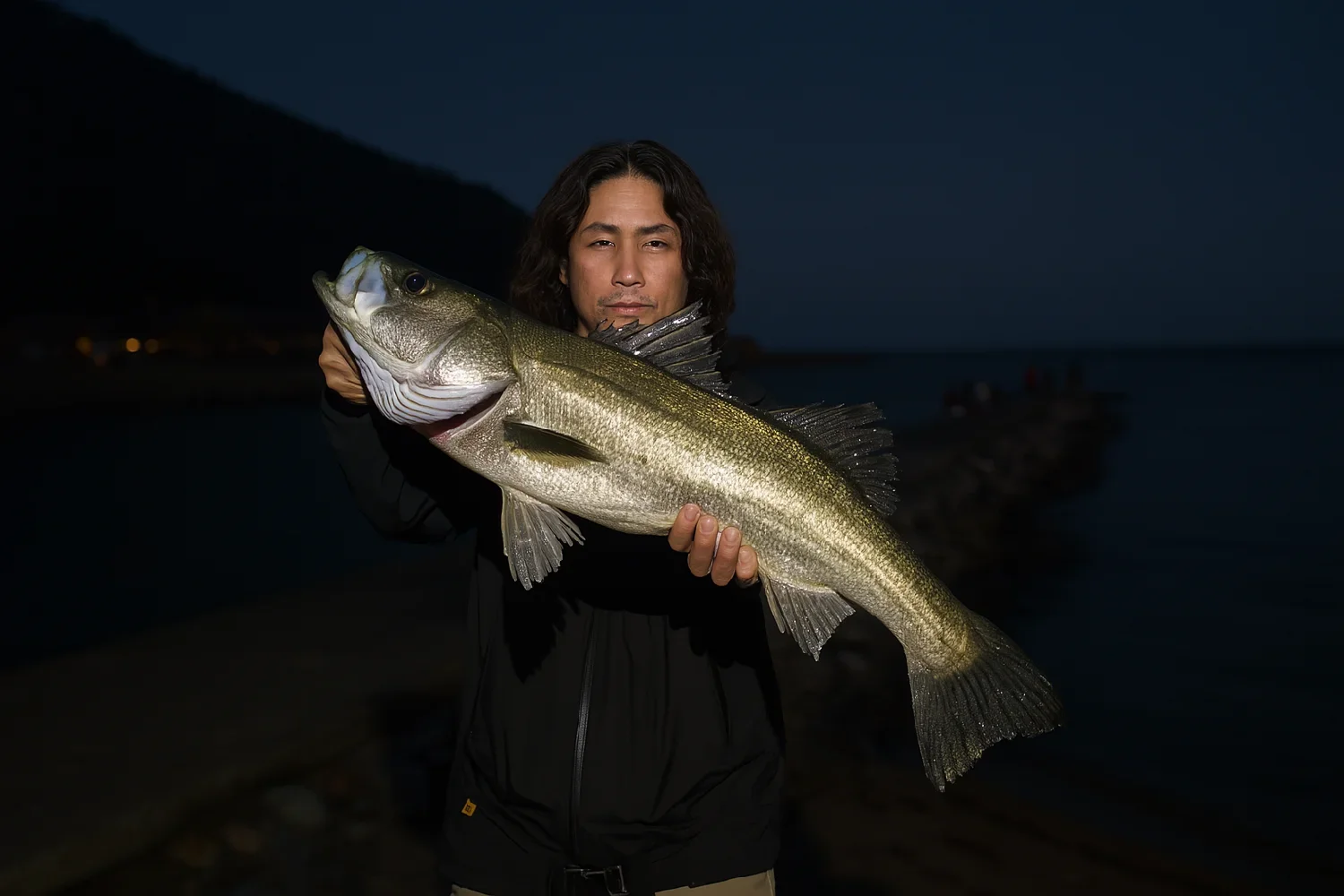 気比の松原でシーバスの釣果を得た岸本